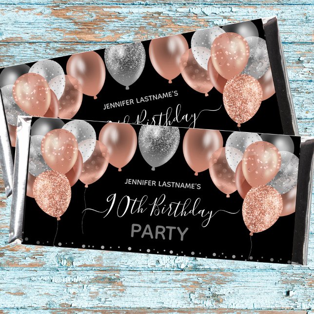 Pink Glitter 90th Birthday Candy Bar Wrapper (Creator Uploaded)