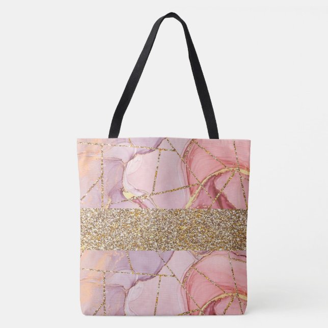 Pink Glitter Accessories Shopping Bag  (Front)