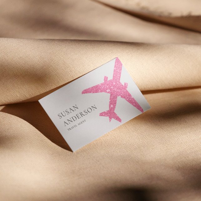 Pink Glitter Aeroplane Business Card (Creator Uploaded)