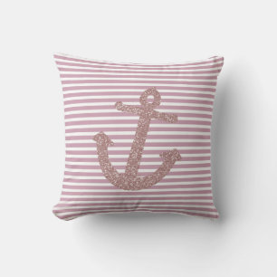 Pink Glitter Anchor Cushion