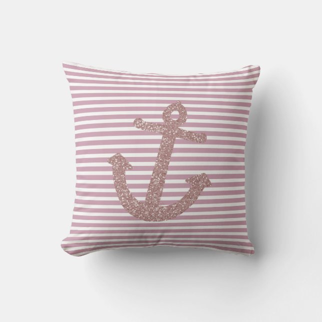 Pink Glitter Anchor Cushion (Front)