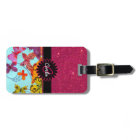 Pink Glitter and Colourful Butterfly Monogram