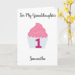 Pink Glitter and Cupcake 1st Birthday Card<br><div class="desc">Pink Glitter and Cupcake 1st Birthday Card</div>