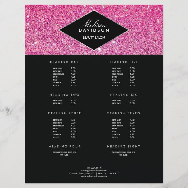 Pink Glitter and Glamour Beauty Large Flyer (Front)