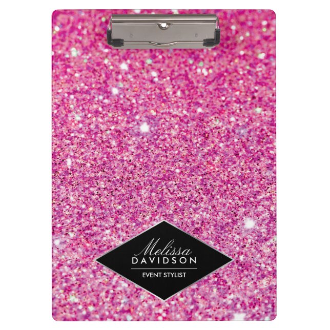 Pink Glitter and Glamour Beauty Personalised Clipboard (Front)