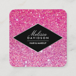 Pink Glitter and Glamour Beauty Square Business Card