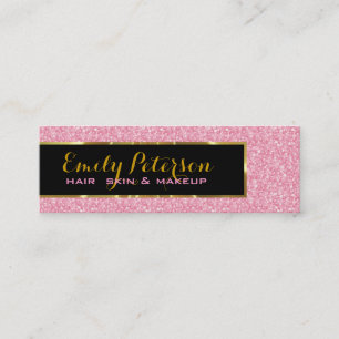 Pink Glitter And Metallic Gold Accents Mini Business Card