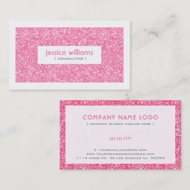 Pink Glitter And Sparkles Pink Accents Business Card (Front/Back)