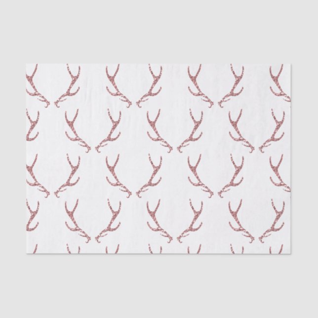 Pink Glitter Antlers Rustic Glam Girly Custom Tissue Paper (Front)