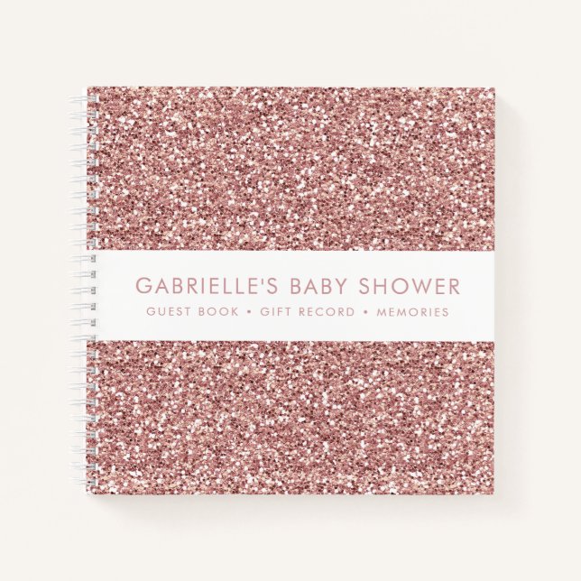 Pink Glitter Baby Shower Gifts + Guestbook Notebook (Front)