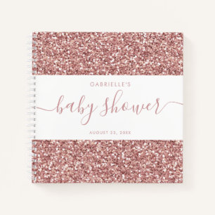 Pink Glitter Baby Shower Guestbook Memory Notebook