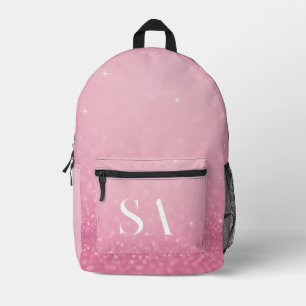 Pink Glitter Backpack with Initials & Name