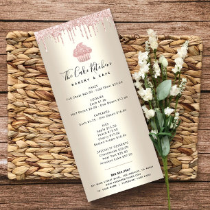 Pink Glitter Bakery Cupcake Gold Pastry Chef Menu
