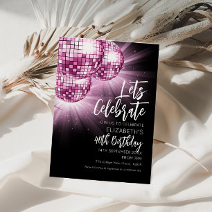 Pink Glitter Ball Party  Invitation