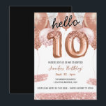 Pink Glitter Balloons 10th Birthday Party Invitation<br><div class="desc">Elegant faux silver and pink glitter balloons on the top border. All text is adjustable and easy to change for your own party needs. Great elegant save the date birthday party template design.  any year,  age can be changed</div>