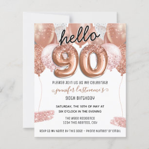 Pink Glitter Balloons 90th Birthday Party