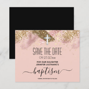 Pink Glitter Baptism Save the Date Budget
