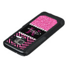 Pink Glitter Black Chevron Monogrammed