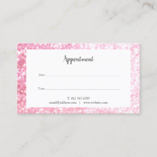 Pink Glitter Bokeh Appointment Card