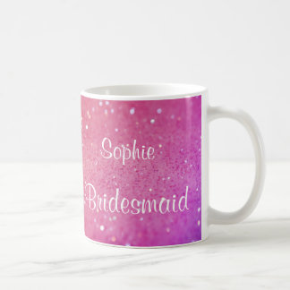 Pink Glitter Bokeh Bridesmaid (Any Name) Mug