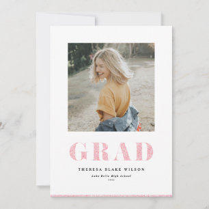 Pink Glitter Bold GRAD Typography Graduation Photo Announcement