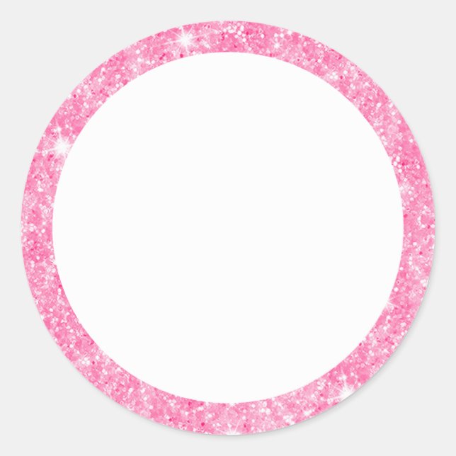 Pink glitter border blank classic round sticker (Front)