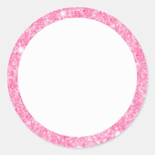 Pink glitter border blank classic round sticker