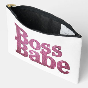 Pink Glitter Boss Babe Accessory Pouch