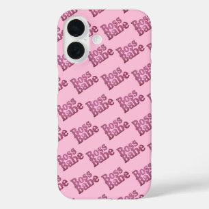 Pink Glitter Boss Babe iPhone 16 Case