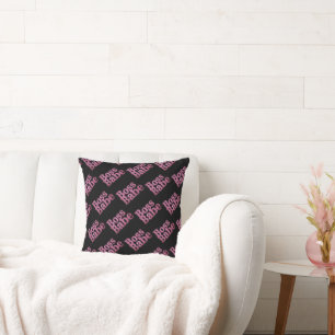 Pink Glitter Boss Babe Cushion