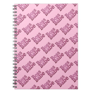 Pink Glitter Boss Babe Notebook