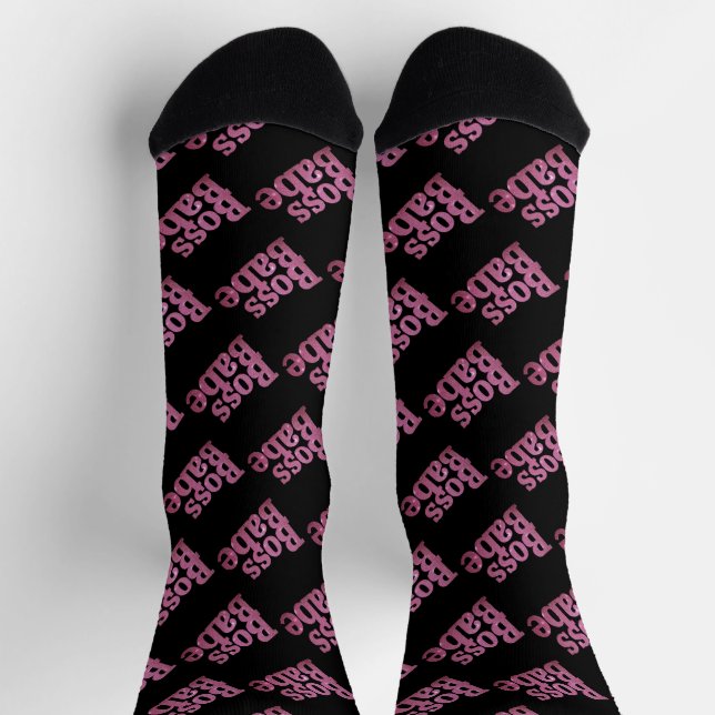 Pink Glitter Boss Babe Socks (Top)