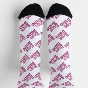 Pink Glitter Boss Babe Socks