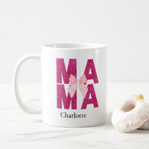 Pink Glitter Bow MAMA Coquette Aesthetic Mother's Coffee Mug