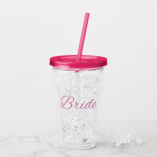 Pink Glitter Bride Wedding Fuschsia Acrylic Tumbler