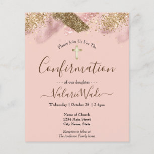 Pink Glitter Budget First Confirmation Flyer