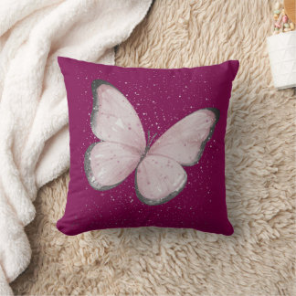 pink glitter butterfly cushion