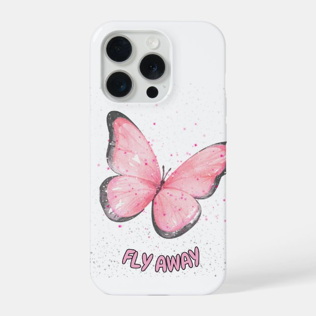 pink glitter butterfly iPhone case (Back)