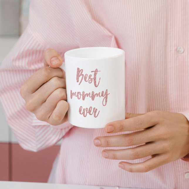 Pink Glitter Calligraphy Best Mummy Ever Coffee Mug (Creator Uploaded)