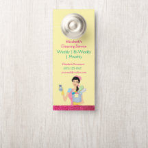 Pink Glitter Cartoon Maid House Cleaning Service 