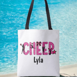 Pink Glitter Cheerleader Cheer Personalised Tote Bag