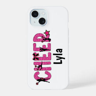 Pink Glitter Cheerleader Personalised iPhone 15 Case