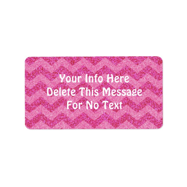 pink glitter chevron zig zag sparkles label (Front)