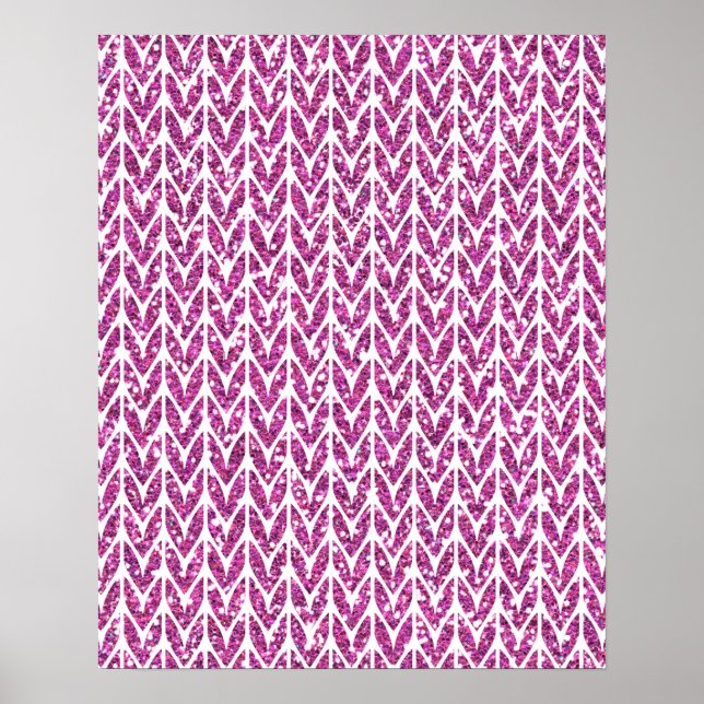Pink Glitter Chevrons Knit Pattern Print (Front)