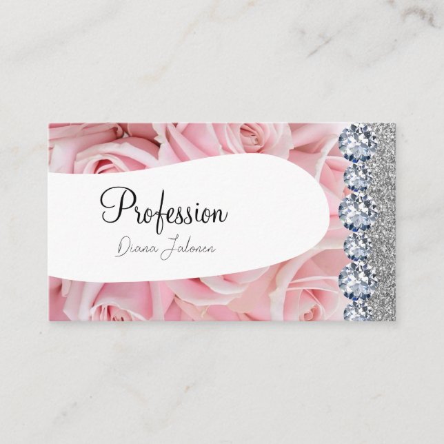 Pink Glitter Chic Gold Artist Rose Gold Business C Business Card (Front)