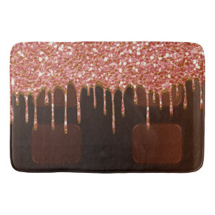 Pink Glitter Chocolate Drip Sugar Sweets Girly Bath Mat