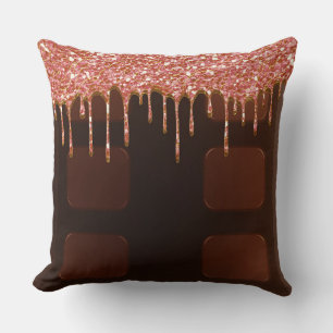 Pink Glitter Chocolate Drip Sugar Sweets Girly Cushion