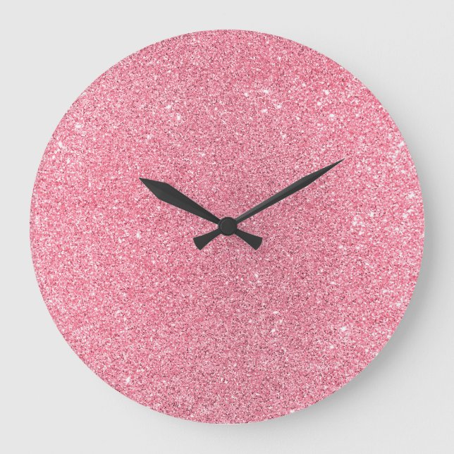 Pink glitter, Christmas abstract texture. Large Clock (Front)