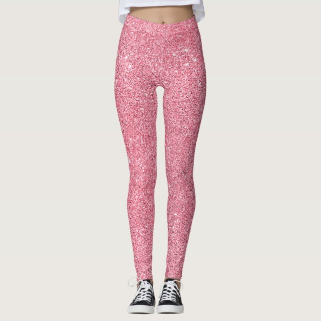 Pink glitter, Christmas abstract texture. Leggings (Front)