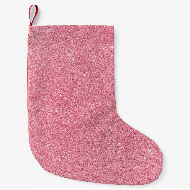 Pink glitter, Christmas abstract texture. Small Christmas Stocking (Front)